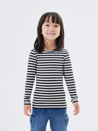 Name it raitapaita, musta / valkoinen - Pitkähihaiset paidat - name13225149bs - 2