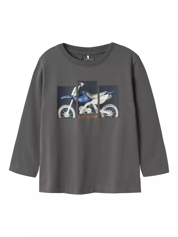 Name it lasten paita, moottoripyörä harmaa - Pitkähihaiset paidat - name13238899ls - 1