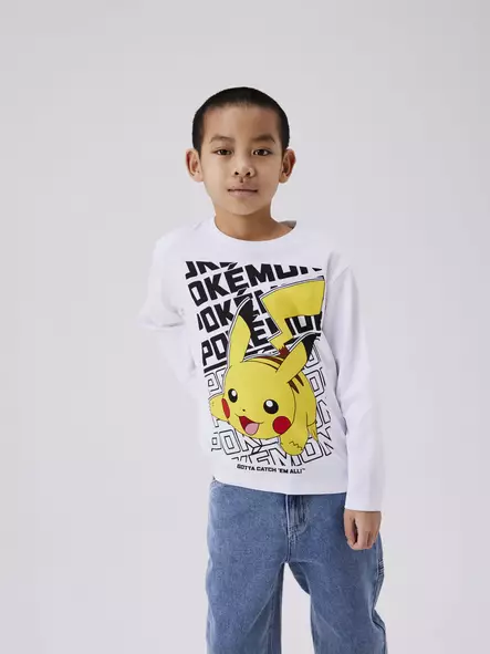 Name it lasten Pokemon paita, valkoinen - Pitkähihaiset paidat - name13234562bw - 1