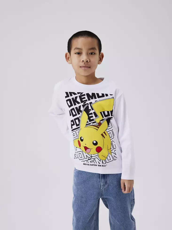 Name it lasten Pokemon paita, valkoinen - Pitkähihaiset paidat - name13234562bw - 1